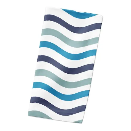 Blue Wavy Lines Cotton Twill Napkin {3}