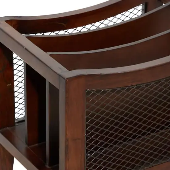 Brown Wood Traditional Magazine Rack Holder {7}