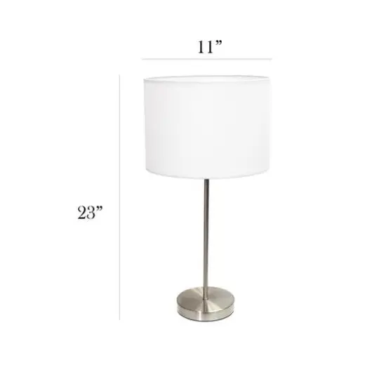 Simple Designs 23" White Fabric Shade Lamp Brushed Nickel {4}