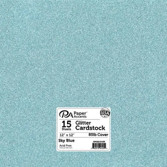 PA Paper&trade; Accents Glitter 12" x 12" Cardstock, 15 Sheets Sky Blue {1}