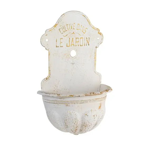 Hello Honey&reg; 28.5" White Distressed Finish Metal Wall-Mounted Planter {1}