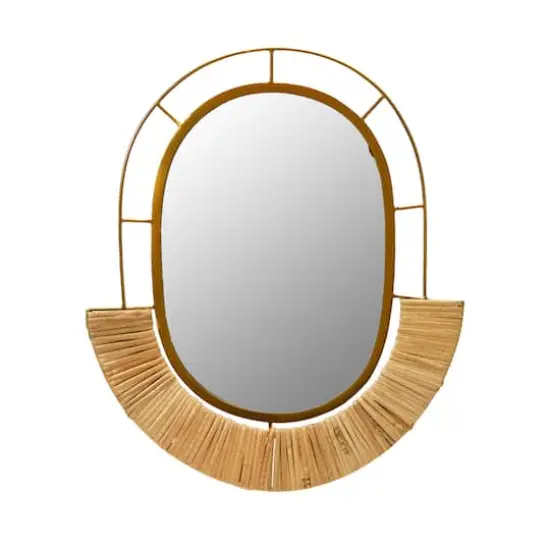 Hello Honey&reg; Natural Oval Metal & Cane Framed Wall Mirror {1}