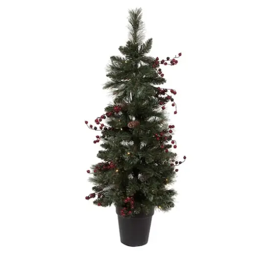 4-Piece Pre-Lit Artificial Christmas Tree, Wreath & Garland Set, Warm White LED Lights {3}