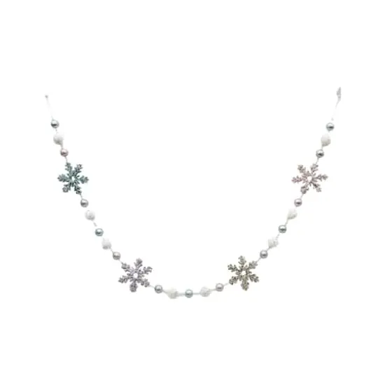 6ft. Blue & Pink Bead & Metallic Snowflake Garland by Ashland&reg; {1}