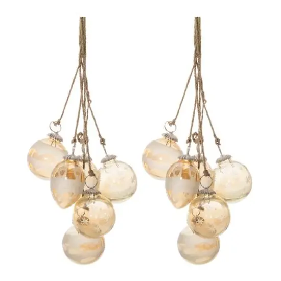 20" Gold Glass Ball Cluster Drop Ornaments, 2ct. {1}
