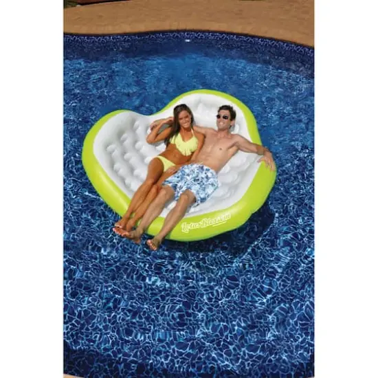 80" Inflatable Green Lotus Blossom Swimming Pool Duo Lounger {3}
