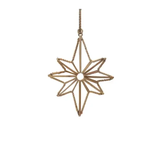 Rattan Wrapped Metal Star Ornaments Set {5}