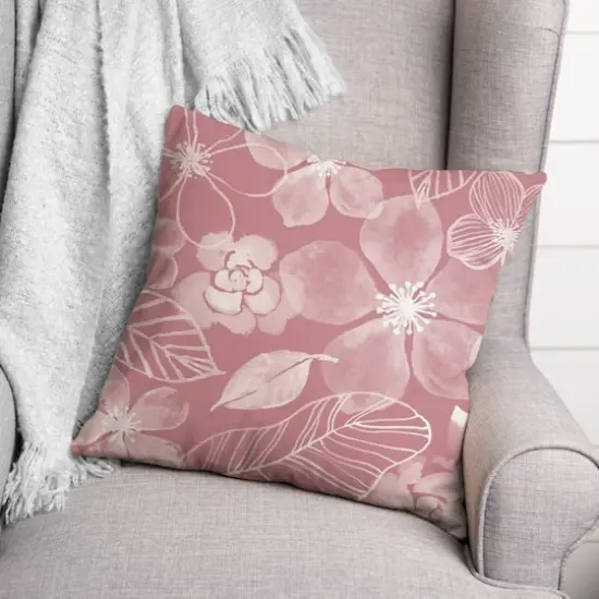 18" x 18" Watercolor Flowers Versatile Throw Pillow Blush {3}