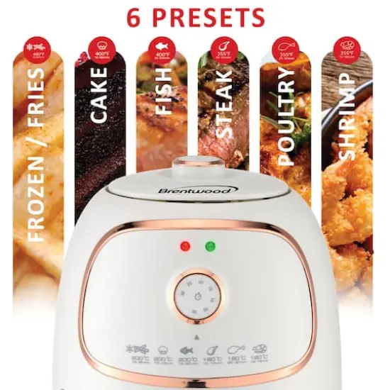 Brentwood White 2qt. 1200 Watt Electric Air Fryer with Timer & Temperature Control {5}