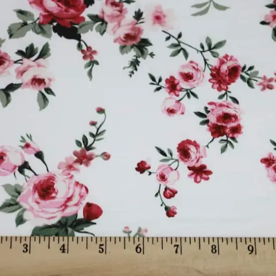 Fabric Merchants Pink Flowers Double Brushed Stretch Fabric {3}