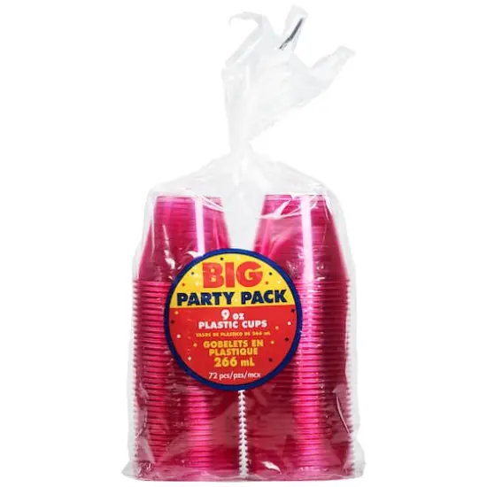 JAM Paper 9oz. Clear Plastic Cups, 72ct. Hot Pink {3}