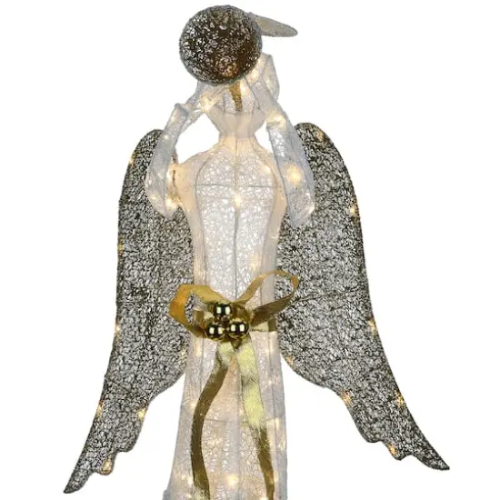 51" Pre-Lit LED Gold & White Trumpeting Angel {5}