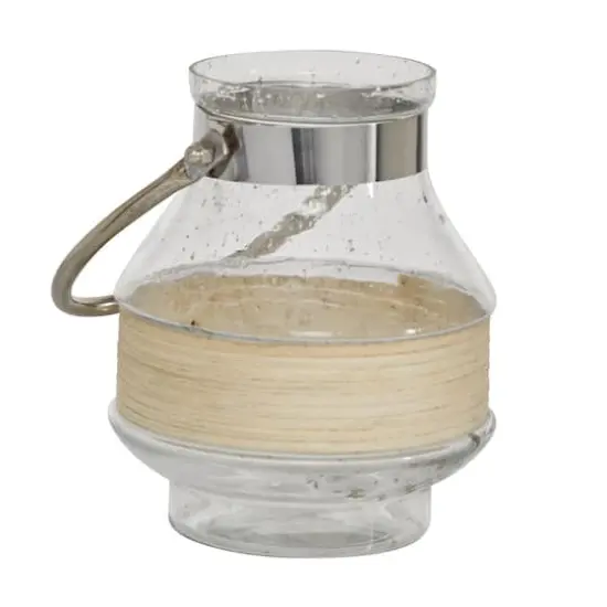 Clear Glass Country Cottage Candle Holder Lantern, 8" x 6" x 7" {3}