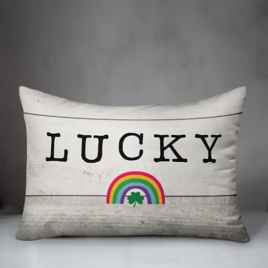 Lucky Wood Slats Rainbow 14" x 20" Throw Pillow {4}