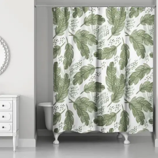 Tropical Leaves Pattern 71" x 74" Shower Curtain {3}