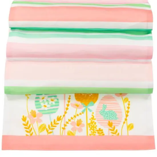 72" Pastel Happy Easter Striped Table Runner {4}