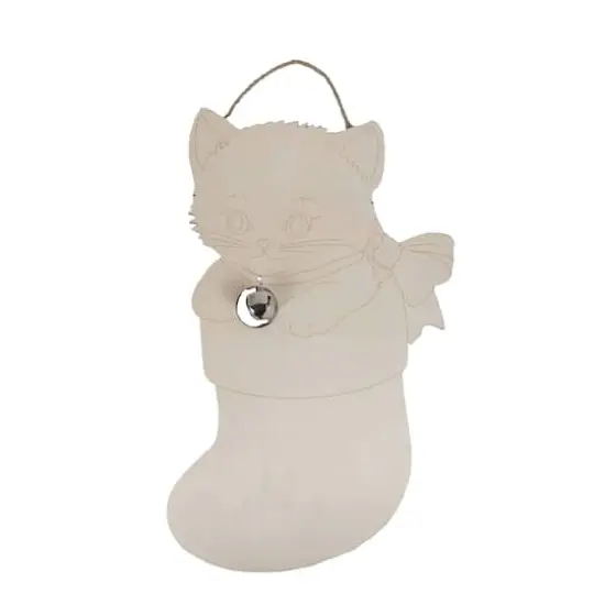 17" Kitten in Stocking DIY Wood Wall Plaque by Make Market&reg; {1}