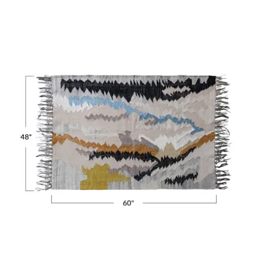 Hello Honey&reg; 4ft. x 6ft. Multicolor Woven Wool & Cotton Blend Kilim Rug with Fringe {5}