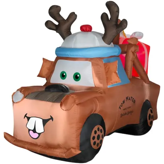 6ft. Airblown&reg; Inflatable Disney Tow Mater with Reindeer Hat & Present {1}