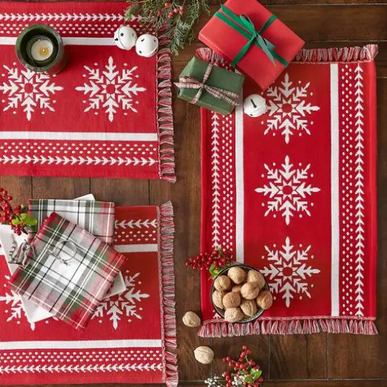 DII&reg; Nordic Snowflake Stripe Jacquard Placemats, 4ct. {7}