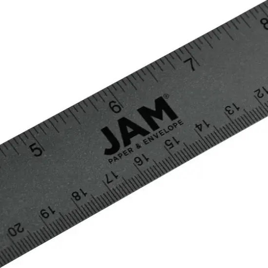 JAM Paper Metallic Stainless Steel Ruler Grey {5}