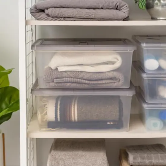 IRIS&reg; 17qt. Clear Snap Top Storage Box with Gray Lid {3}