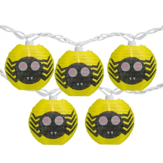 10ct. Yellow & Black Spider Paper Lantern Halloween Lights {1}