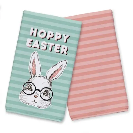 Bunny With Glasses 16" x 25" Tea Towel - Set of 2 {1}