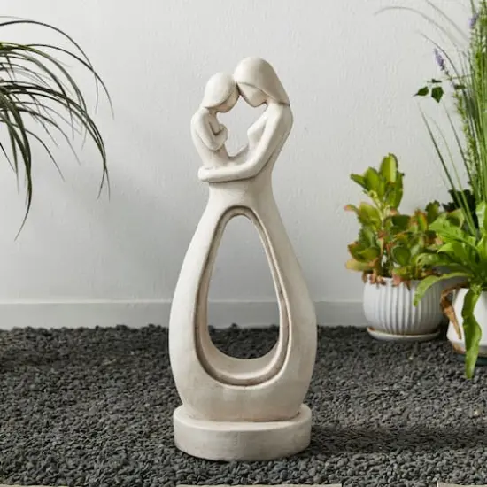 Glitzhome&reg; 24.75" Modern Abstract Sculpture Hugging Mommy & Baby Garden Statue {4}