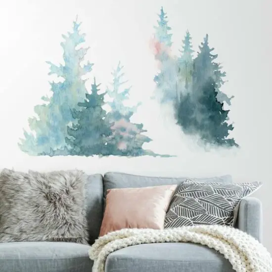 RoomMates Watercolor Pine Tree Peel & Stick Decals {4}