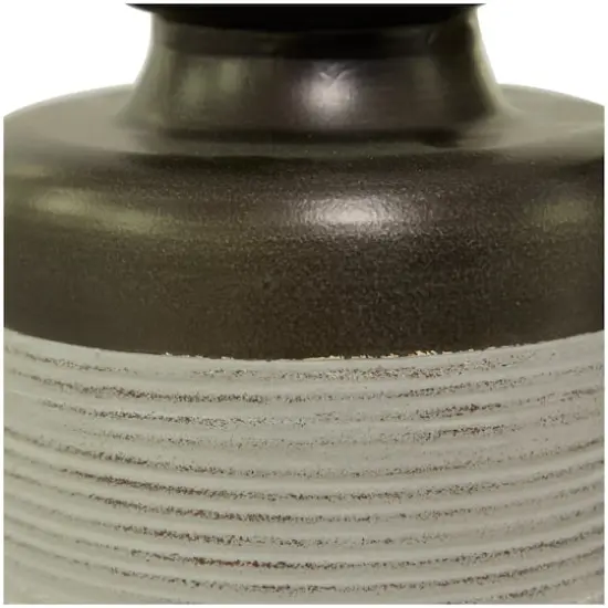 Bronze Metal Vase with Embossed Ribbing Set of 2 16", 13" {4}