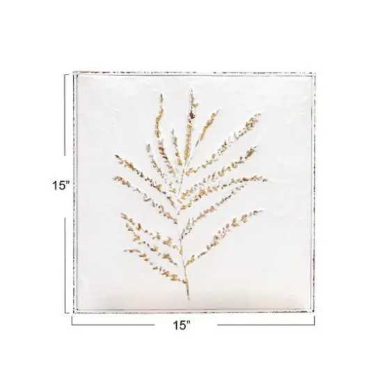 Hello Honey&reg; White Botanical Square Embossed Metal Wall D&eacute;cor {6}