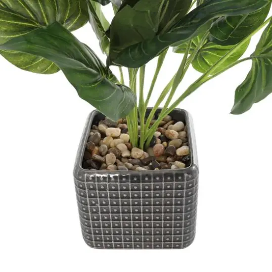20" Green Foliage Artificial Plant with Black Ceramic Pot {6}