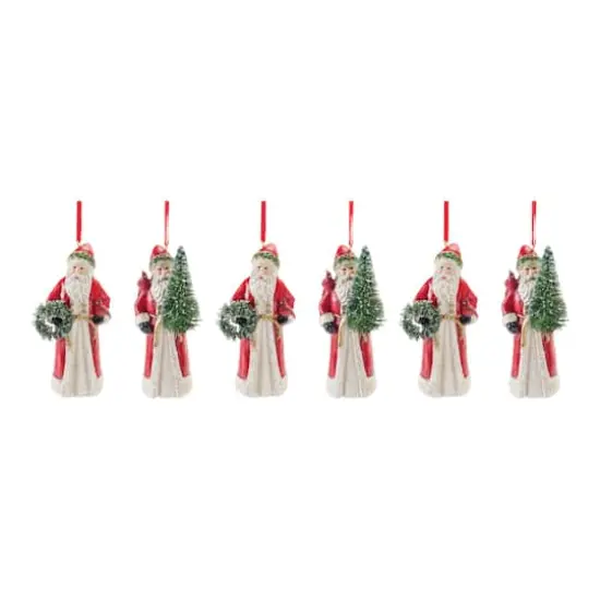 Santa with Cardinal Bird Ornament Set {1}