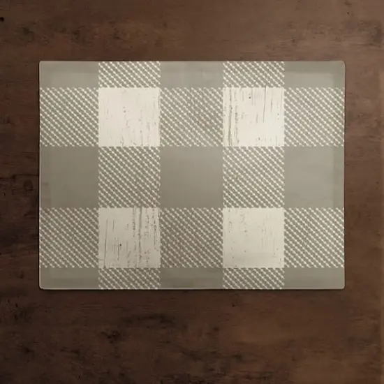 Taupe Buffalo Check Cotton Twill Placemat {3}