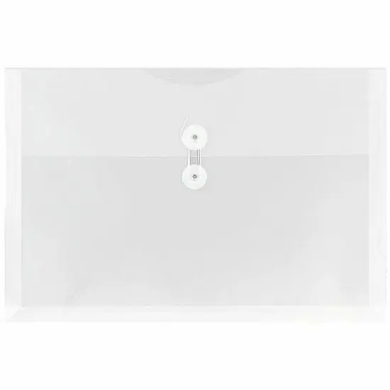 JAM Paper 9.75" x 14.5" Clear Plastic Button & String Closure Booklet Envelopes, 24ct. {1}