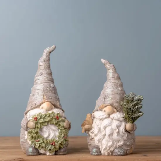 Pine Tree Trunk Gnome with Wreath Accent Set, 8.5" & 9.75" {5}