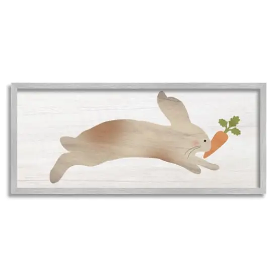 Stupell Industries Rabbit & Carrot Grain Pattern Framed Giclee Art Gray {1}