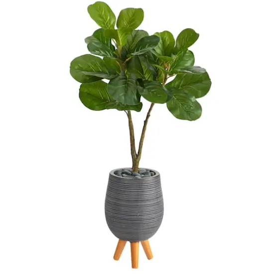 3.5ft. Fiddle Leaf Fig Tree in Gray Planter with Stand {1}
