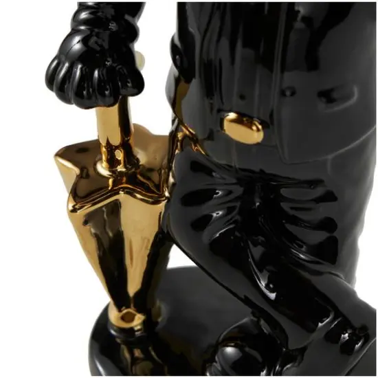 13.25" Black Ceramic Bulldog with Golden Accents Sculpture D&eacute;cor {10}