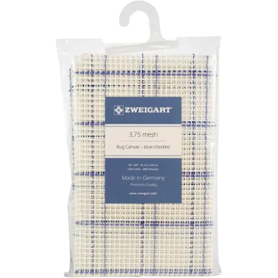 Zweigart&reg; Blue Checked 3.75" Mesh Rug Canvas, 36" x 60" {1}
