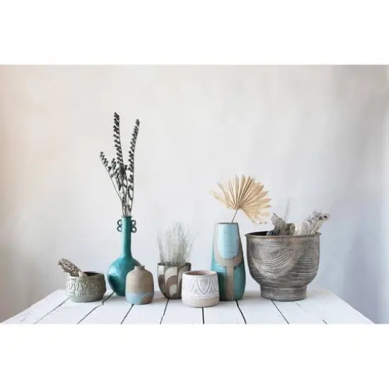 Hello Honey&reg; 13" Terracotta Vase with Hand-Painted Design {4}