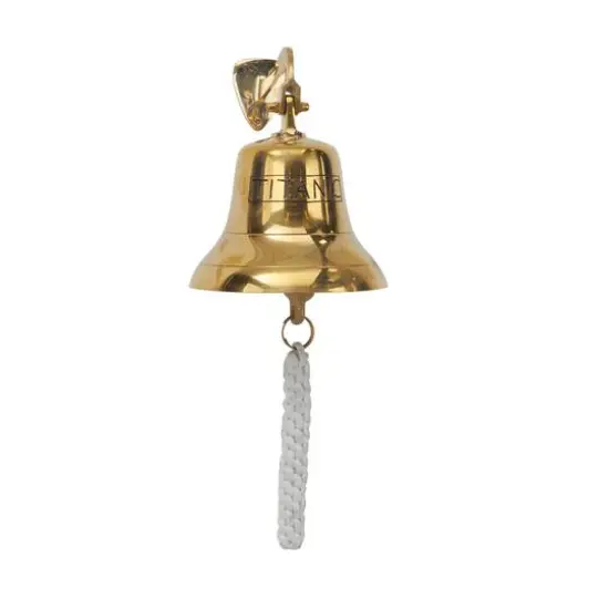 7.5" Gold Titanic Nautical Bell Wall Accent with Rope Pull {3}