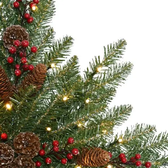 32" Pre-Lit Flocked Snowflake Wreath {5}