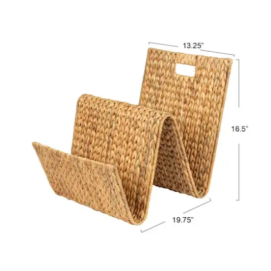 Hello Honey&reg; Hand-Woven Water Hyacinth & Metal Magazine Storage Holder with Handle {4}