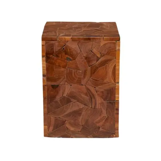 Brown Teak Wood Contemporary Accent Table 16" x 12" x 12" {6}