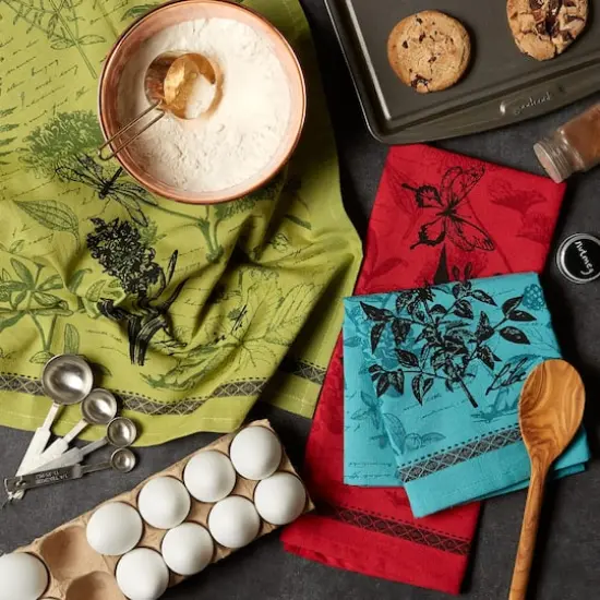 DII&reg; Botanical Print Kitchen Textiles Dishtowel Set {10}