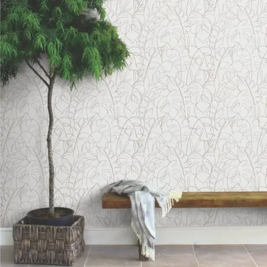 RoomMates Tamara Day Tropical Signature Peel & Stick Wallpaper White and Light Brown {4}