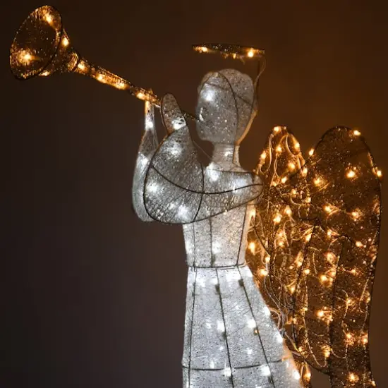 60" Crystal Angel Decoration, White LED Lights {5}