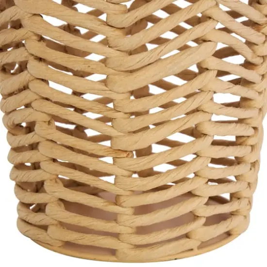 16.25" Natural Brown Chevron Weave Jute Vase {7}
